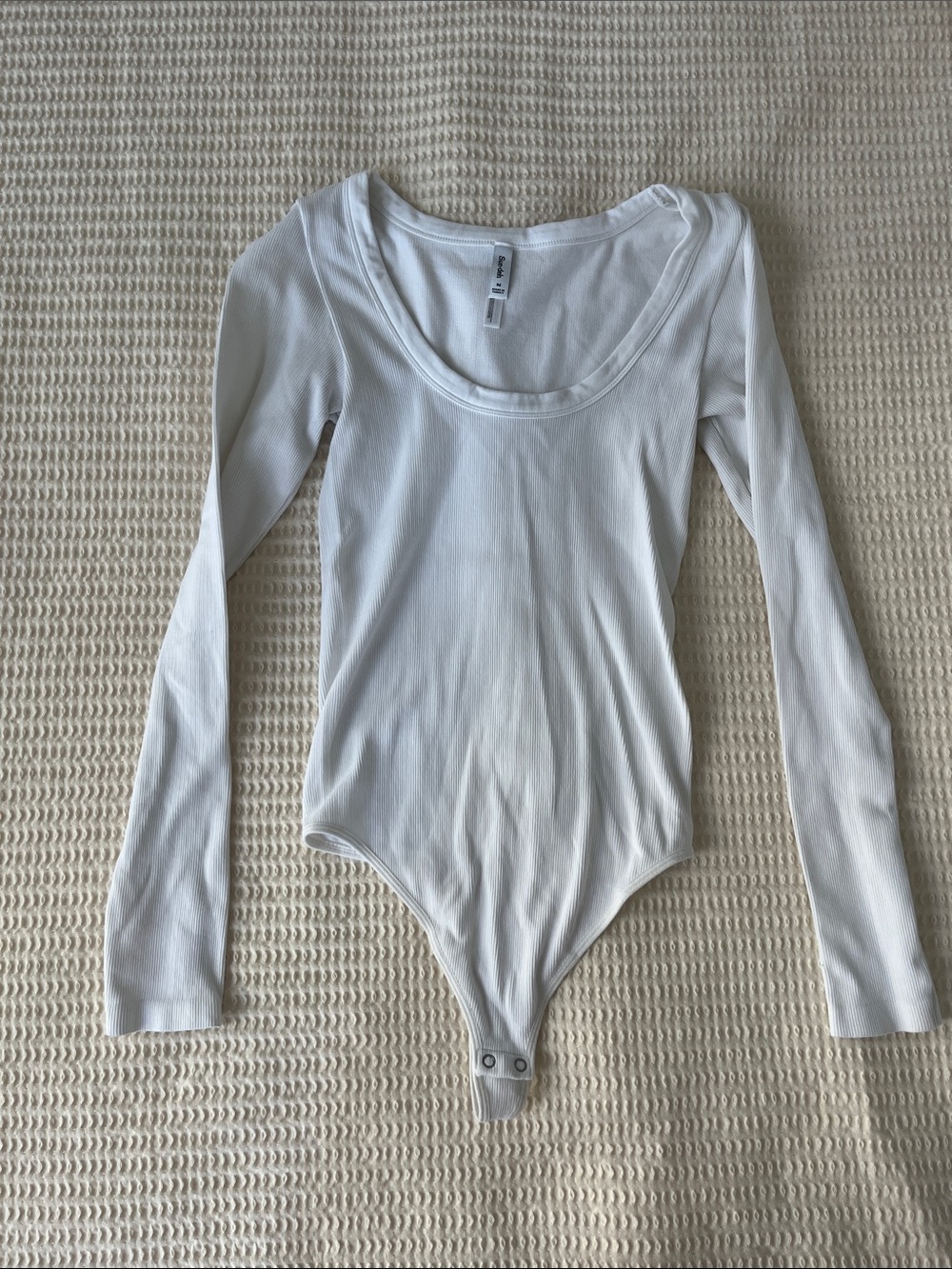 Sunday Best White Long-Sleeve Scoop Neck Bodysuit